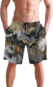 [XYMZR] Men's Swim Trunks Luxury Marble Texture Quick-Dry Bathing Suit Swimming Board Shorts S
