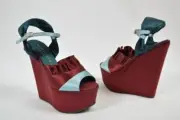 KURT GEIGER LONDON shoes wedges platform heels purple wine 37 38