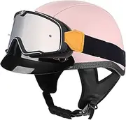 Half Face Helmet Retro Motorcycle Helmet with Large Frame Goggles Quick Release Buckle Comfortable and Durable Personality Men's Ladies Cruiser DOT/ECE Certified
