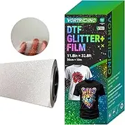 VORTRIDINO DTF Glitter Film 11.8in x 164ft Glitter DTF Transfer Film Roll, Cold Peel Colorful Glitter DTF Transfer Film for DTF Sublimation Printing DIY