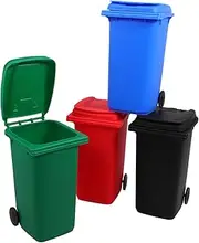 TEHAUX 4pcs Trash Can Pen Holder Tiny Waste Basket Garbage Truck Toys Play Trash Can Pencil Holder Miniature Garbage Bin Toy Garbage Cans Mini Trash Can Recycling Waste Bin Plastic