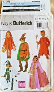 Butterick 4319 Boys Girls Devil Jester Robin Hood Costume Sewing Pattern Sz 4-14