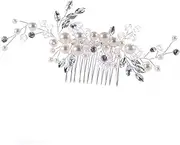 BIUDECO Bridal Hair Accessories Bridal Headdress Wedding Hair Accessories Wedding Hair Comb Bridal Comb Silver