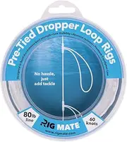 80 lb Pre-Tied Dropper Loop Rigs. Fishing Line Spool. Loops 18 Inches Apart with 5.5 Inch Loop Size. Perfect for Saltwater & Freshwater Fishing. Perfect for Snapper & Other Bottom Feeding Fish.