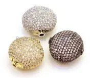 CZ Micro Pave Large Flat Oval Spacer Beads, Clear CZ Beads for