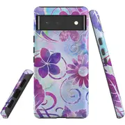 For Google Pixel 6 Case Tough Protective Cover Flower Swirls