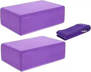Abaodam 3Pcs Yoga Block and Strap Set Lightweight Eva Foam Yoga Bricks with Stretching Straps Non Slip Yoga Accessories for Flexibility Training and Fitness