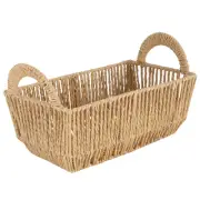Simplify Vertical Weave Small Shelf Storage Basket with Round Handles Dimensions