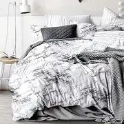 Marble Quilt Cover Set - All Size Bed Ultra Soft Quilt Duvet Doona Cover Set with Pillowcase (Queen)