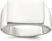 [JewelryWeb] 925 Sterling Silver Polished Solid Back Signet Ring Band Style-Ring for Women