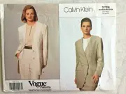 Vogue Pattern 2724 Misses' Jacket Calvin Klein sizes 14, 16, 18 36 Uncut & FF