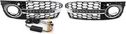 zolyet Fro Bumper Fog Light Grilles Honeycomb Grille Turn Signal L & R Mesh Fit for A4 B8 09-11 Black
