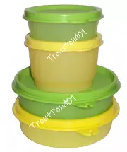 TUPPERWARE Little Wonders Half Snack Cups Set 4 Storage Containers Green Yellow