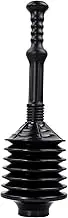 Vetta Professional Bellows Accordion Toilet Plunger, High Pressure Thrust Plunge Removes Heavy Duty Clogs from Clogged Bathroom Toilets, All Purpose Commercial Power Plungers for Any Bathrooms, Black