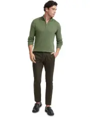 [Oxford] Robert Zip Neck Cotton Knit in Green