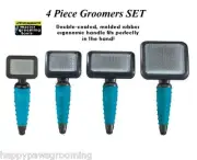Master Grooming Tools Ergnomic PRO SLICKER BRUSH 4 pc SET Dematting Mat Dog Cat