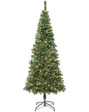 First Traditions Linden Spruce Slim Wrapped Tree With 250 Warm White LED Lights
