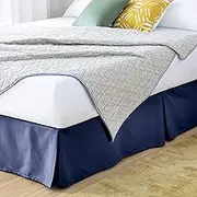 Linenspa 14 Inch Wrinkle and Fade Resistant-Machine Washable-Easy Use Pleated Microfiber Bed Skirt, Queen, Navy