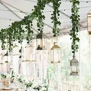 HO2NLE 12 Pack 84 Feet Artificial Fake Hanging Vines Plant Faux Silk Green Leaf Garlands Home Office Garden Outdoor Wall Greenery Cover Jungle Party Decoration