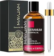 Geranium Essential Oil, MAYJAM Pure Essential Oils for Skin Care, Diffusers, Massage, Geranium Oil for Soap Candle Making, Huge 3.38FL.OZ Bottle
