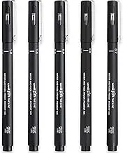 Uni Pin Fineliner Drawing Pen - Broad Set of 5 Grades - Black Ink