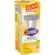 Glad 4 gal Lemon Scent Kitchen Trash Bags Drawstring 34 pk (Pack of 6)