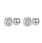ANYCO Earrings 925 Silver Round Dots Diamond Zirconia Studded Stylish For Women