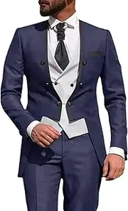 [Maiyifu-GJ] 3 Piece Suit for Men Casual Business Wedding Prom Suits Set Slim Fit Blazer Vest Pants Tuxedo Sets