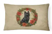 German Spitz Christmas Flowers Throw Pillow