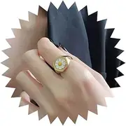[Allereya] Vintage Flower Signet Ring Daisy Floral Ring Gold Flower Finger White Daisy Adjustable Floral Open Jewellery for Women, Zinc, No Gemstone