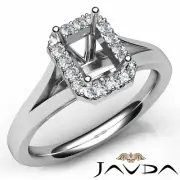 Halo Emerald Diamond Split Shank Semi Mount Pave Setting Engagement Ring 0.20Ct.