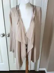 New Chico's Zenergy Cotton Cashmere Gold Drape Front Sweater Jacket 2 = L 14 NWT