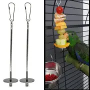 2Pcs Pet Parrot Birds Food Holder Support Stainless Steel Fruit Meat Skewer Tool