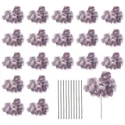 20 Sets Artificial Hydrangea Flower Heads with Stems for Bouquet,Purple