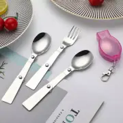 Stainless Steel Creative Outdoor Portable Three-Fold Spoon w/ Box| Storage .AU