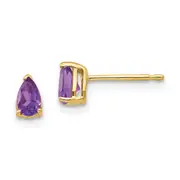 14k Yellow Gold 5x3mm Pear Amethyst Earrings