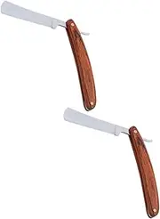 Happyyami 2Pcs Vintage Shaving Razor Ergonomic Wood Handle Safety Razor for Men for Home Use and Eyebrow Shaping Durable Design