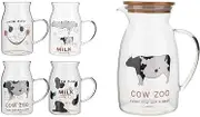 Water Carafe Lovely Cow Glass Set One Pot Four Cups Five Piece Set Milk Cup Household Cold Water Kettle Ins Wind Cartoon Coffee Mugs Beverage Serveware