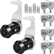 WhSunVo 2Pcs Cabinet Locks with Keys Cabinet Cam Locks Set Zinc Alloy RV Storage Locks Secure Drawer Lock Keyed Alike Mailbox Locks Cabinet Lock Replacement for Cabinet RV Drawers(Long,Black)