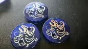 Bally Fathom Pinball Machine Pop Bumper Cap Set - SILVER METALLIC LEAF