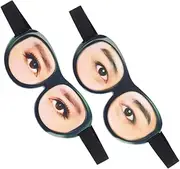 BESTYASH 2Pcs Funny Eye Mask Soft Eye Covers for Sleeping with Adjustable Strap Amusing Eye Printing Eyeshade for Travel Parties Meditation Comfortable Light Blocking Experience
