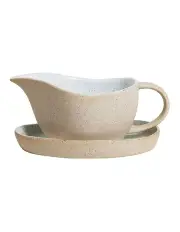 [Robert Gordon] Natural Home Gravy Pourer With Plate 500ml in White Speckle