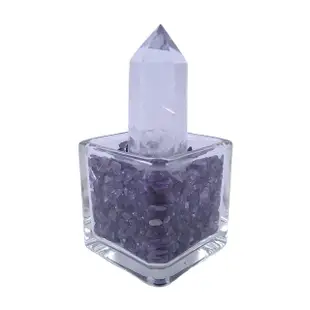 【寶峻晶石館】白水晶柱紫水晶碎石盆
