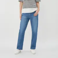 在飛比找momo購物網優惠-【GIORDANO 佐丹奴】女裝鬆緊腰直筒牛仔褲(76 中藍