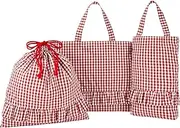 清原(KIYOHARA) KIYOHARA KOF28-S3 Lesson Bag, Shoe Holder, Gymnastics Bag, Gingham Checker, R, Red