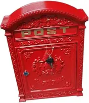 Cast Metal Post Box/Mail Box Wall Mounted Traditional Style - Red