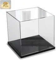 Thickened Clear Acrylic Display Case for Lego 75328 Helmet 10281 Collectibles, Transparent Cube Box Dustproof Protection Showcase with Wood-Plastic Base & String Light, Black Inside 7.9x7.9x7.9inch