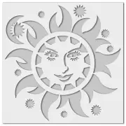 10"x10" Clear Plastic Stencil - Celestial Sun (SD244)