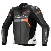 GP Force Leather Airflow Jacket Black White Fluo Red