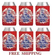 PABST BLUE RIBBON 6 PBR 12oz BEER CAN WRAP COOLERS KOOZIE COOLIE HUGGIE NEW